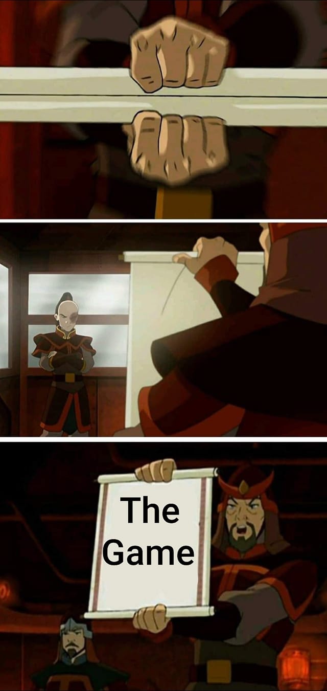 The meme is a humorous take on the concept of "The Game" from the popular TV show "Game of Thrones". It depicts a character from the show, Maester Aemon, holding a scroll that reads "The Game" and then ripping it in half, implying that the game is over.